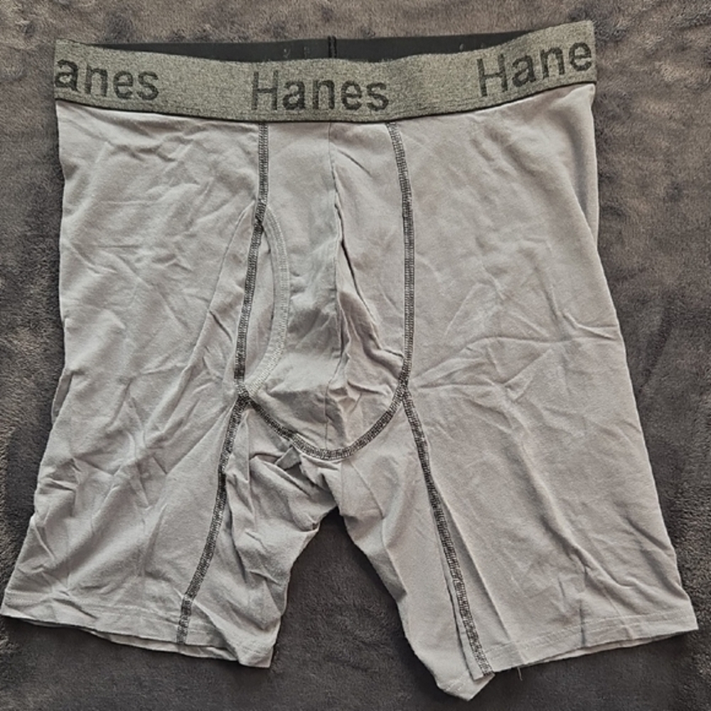 Hanes Gray Boxer Briefs with Branded Waistband